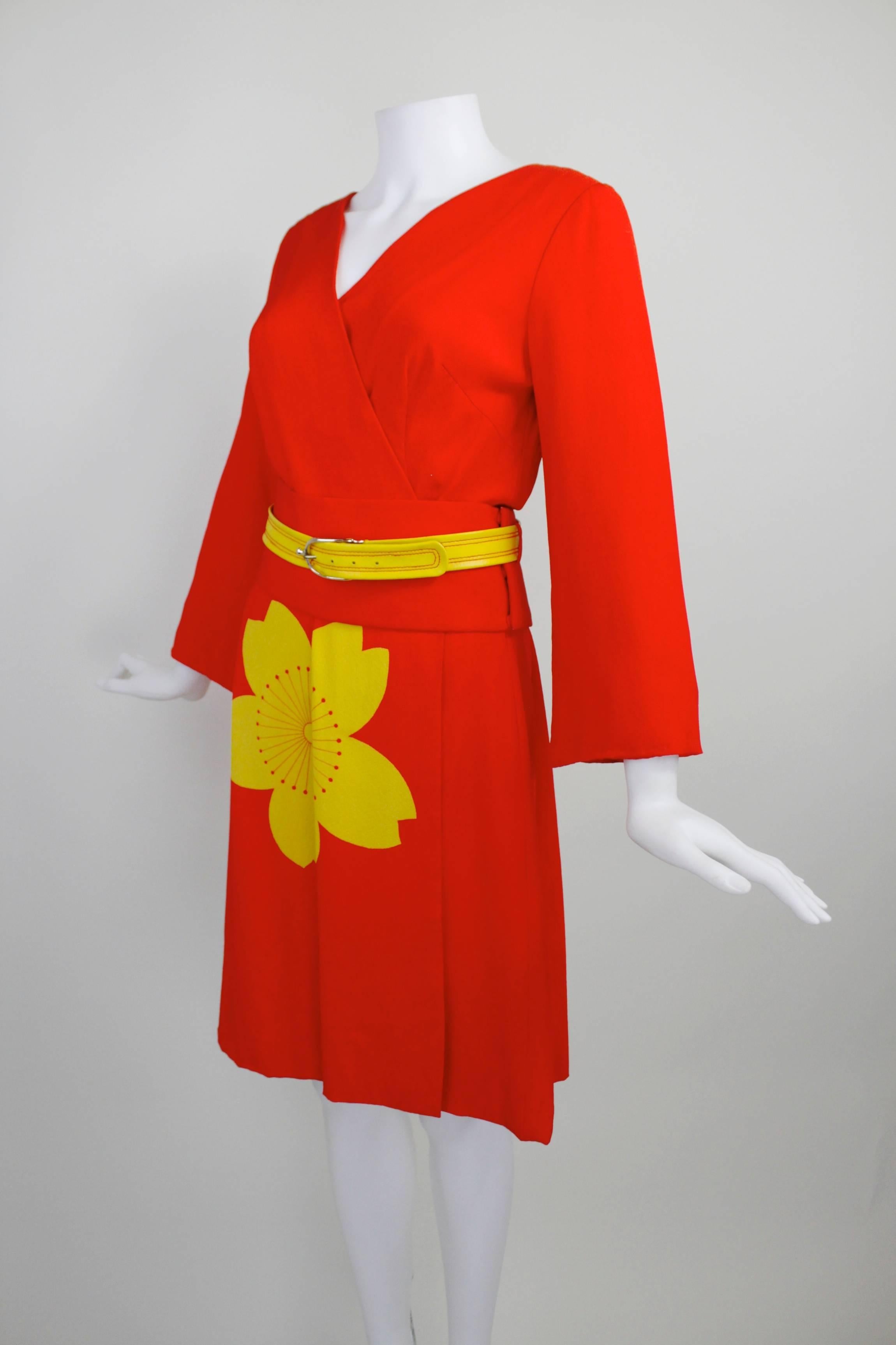 Women's 1980s Hanae Mori Blossom Obi Cocktail Dress