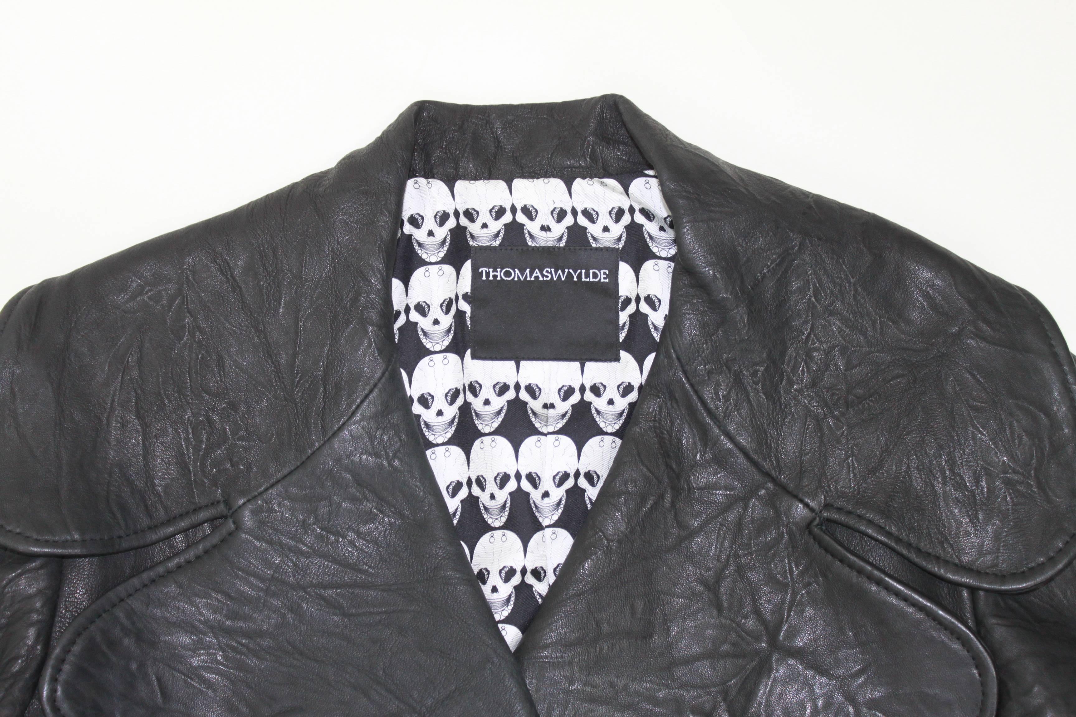 2000s Thomas Wylde Leather Jacket with Skull Lining- New/Old In New Condition In Los Angeles, CA
