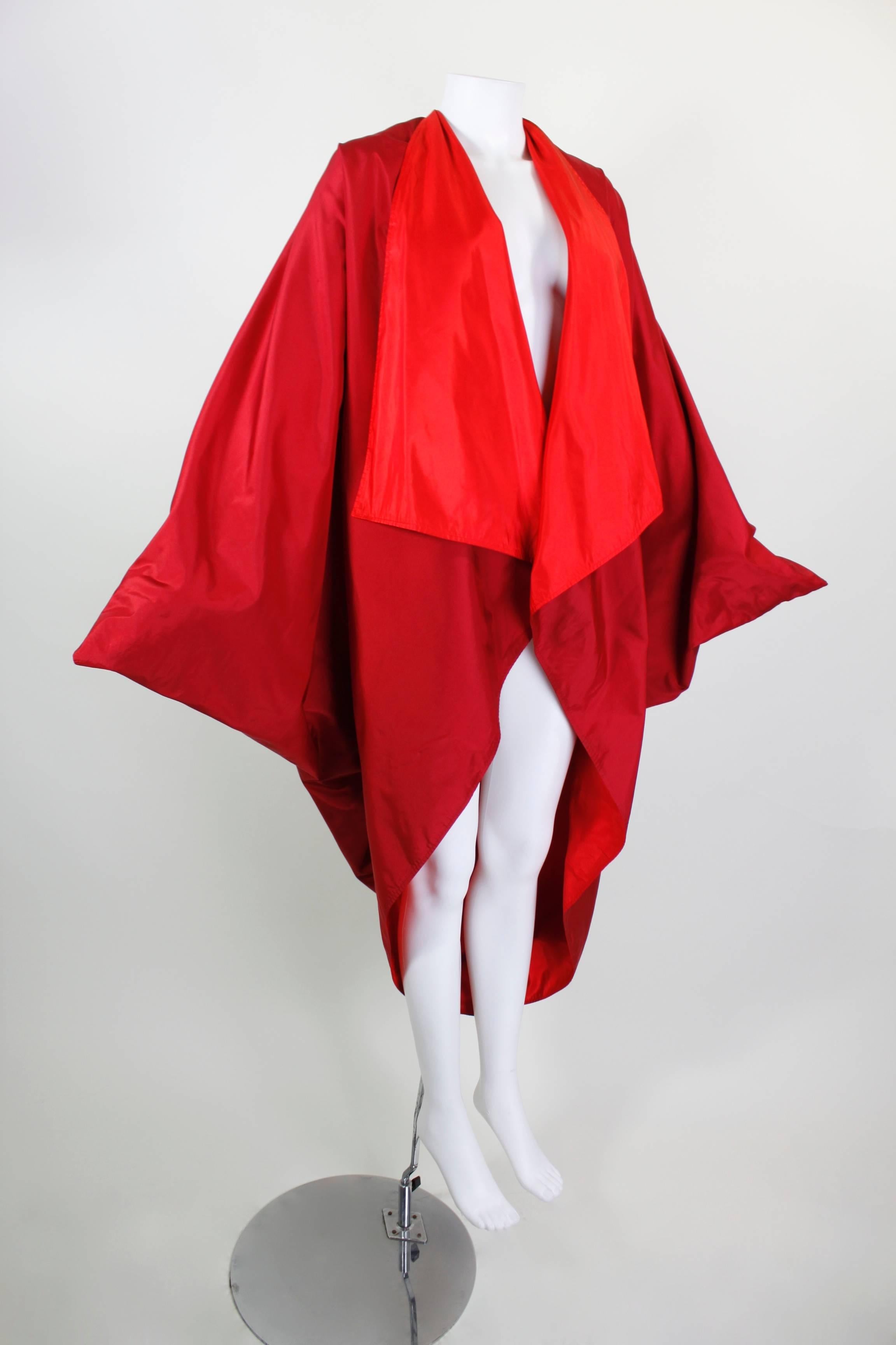 Red 1980s Reversible Colorblock Cocoon Cape For Sale