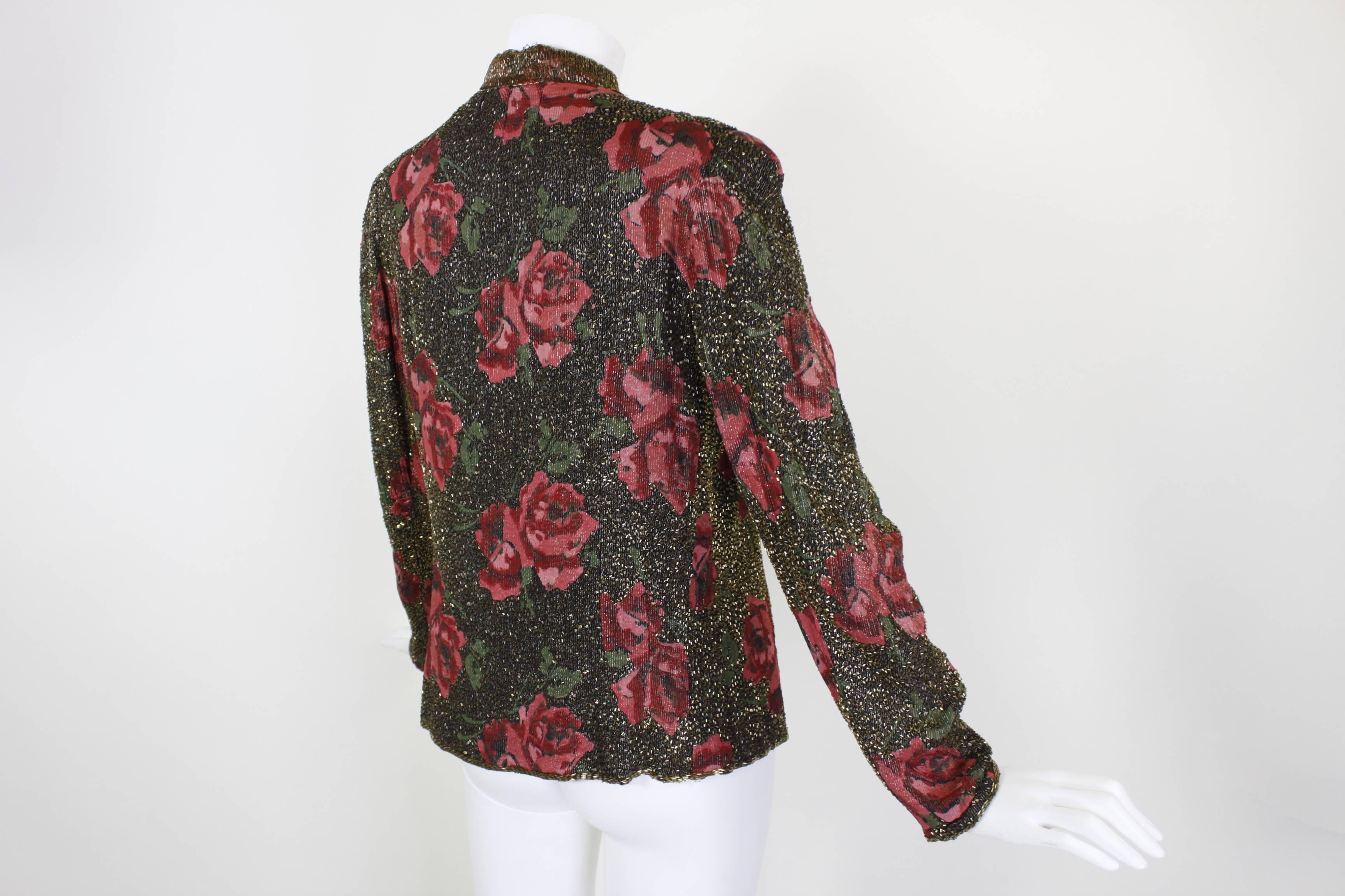 1930s Metallic Rose Beaded Evening Jacket For Sale 2