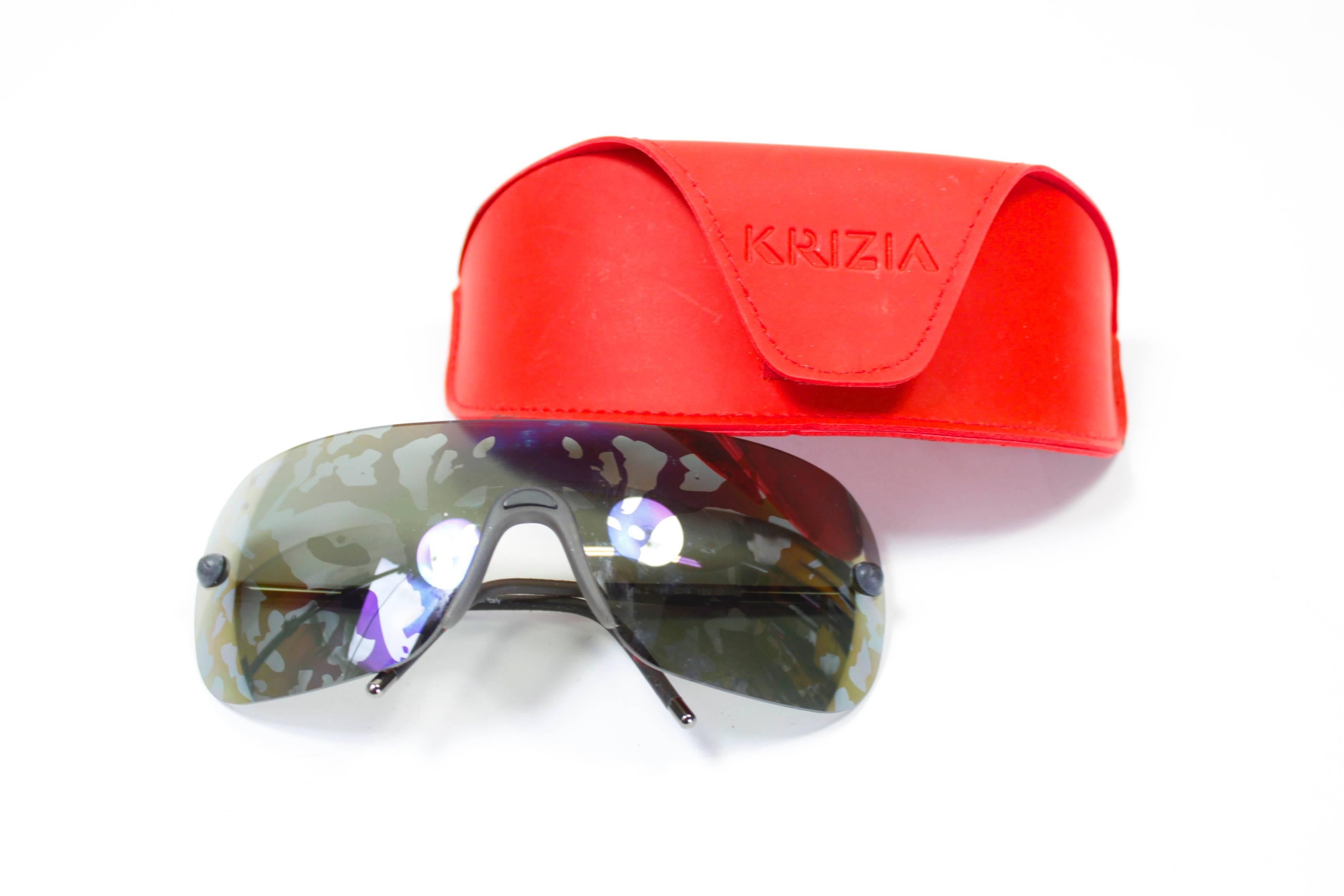 Women's Krizia Mottled Mirror Wraparound Sunglasses
