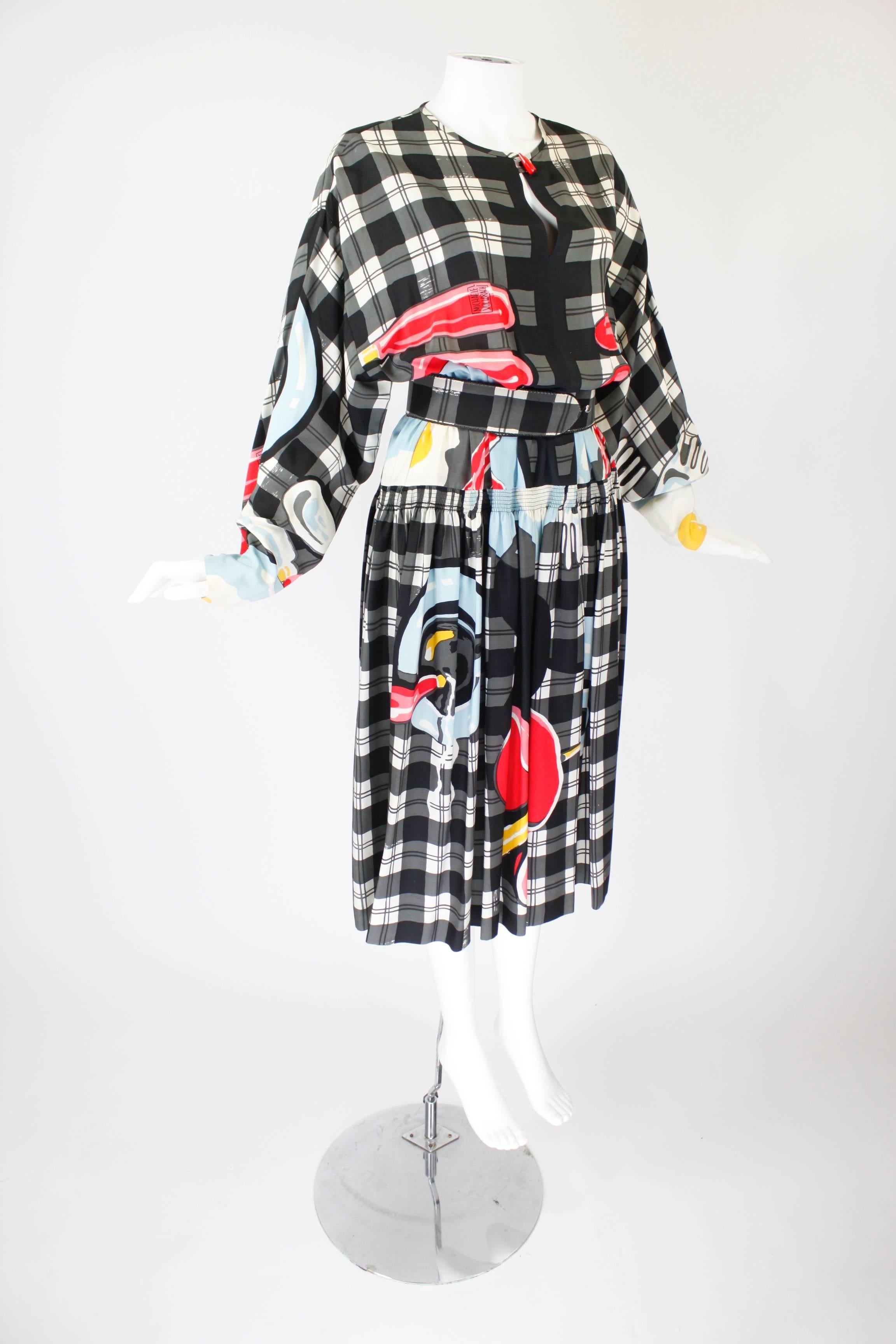 1980s Vollbracht Belted Breakfast Novelty Dress In Excellent Condition For Sale In Los Angeles, CA