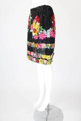 1990s Valentino Floral Embroidered and Bead Embellished Evening Skirt