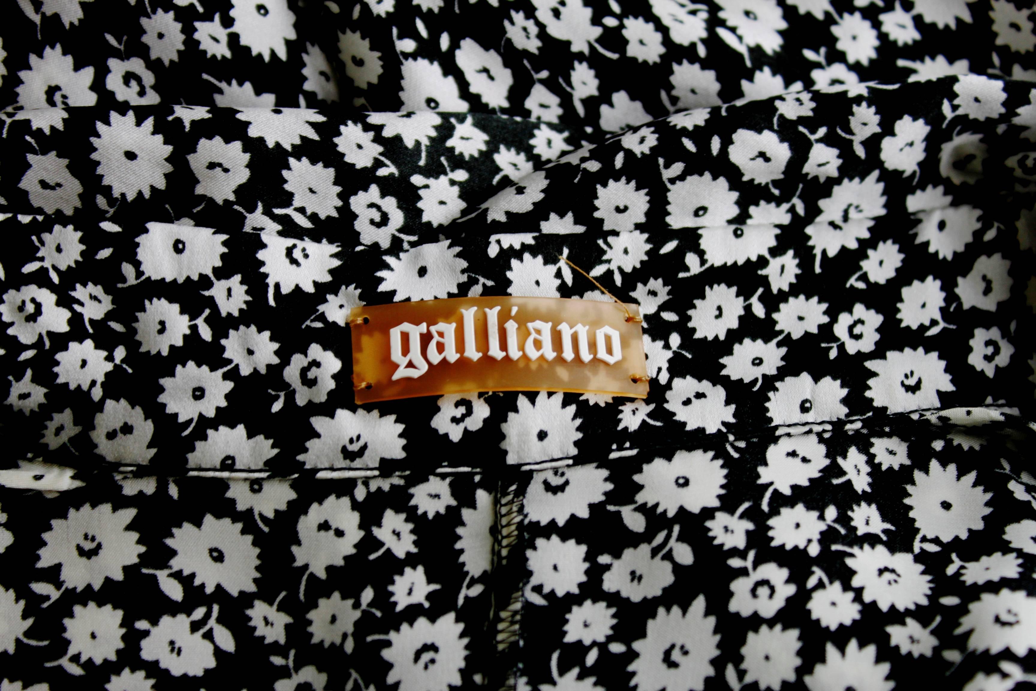 Galliano 1930s Style Floral Dress with Star Button-Front and Neck Bow 5