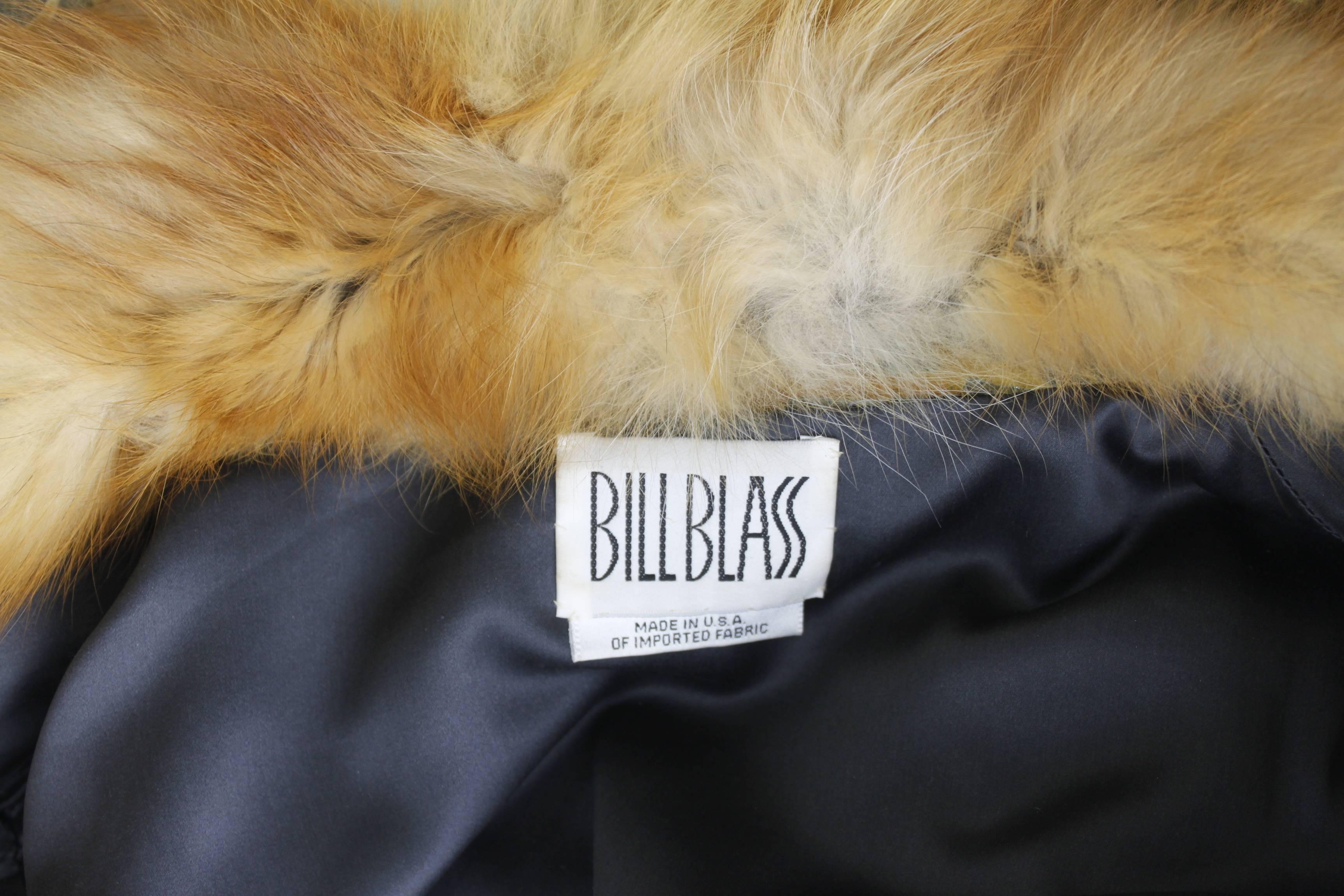 Bill Blass Mustard Velvet Paisley Opera Coat with Fir Fur Collar 2