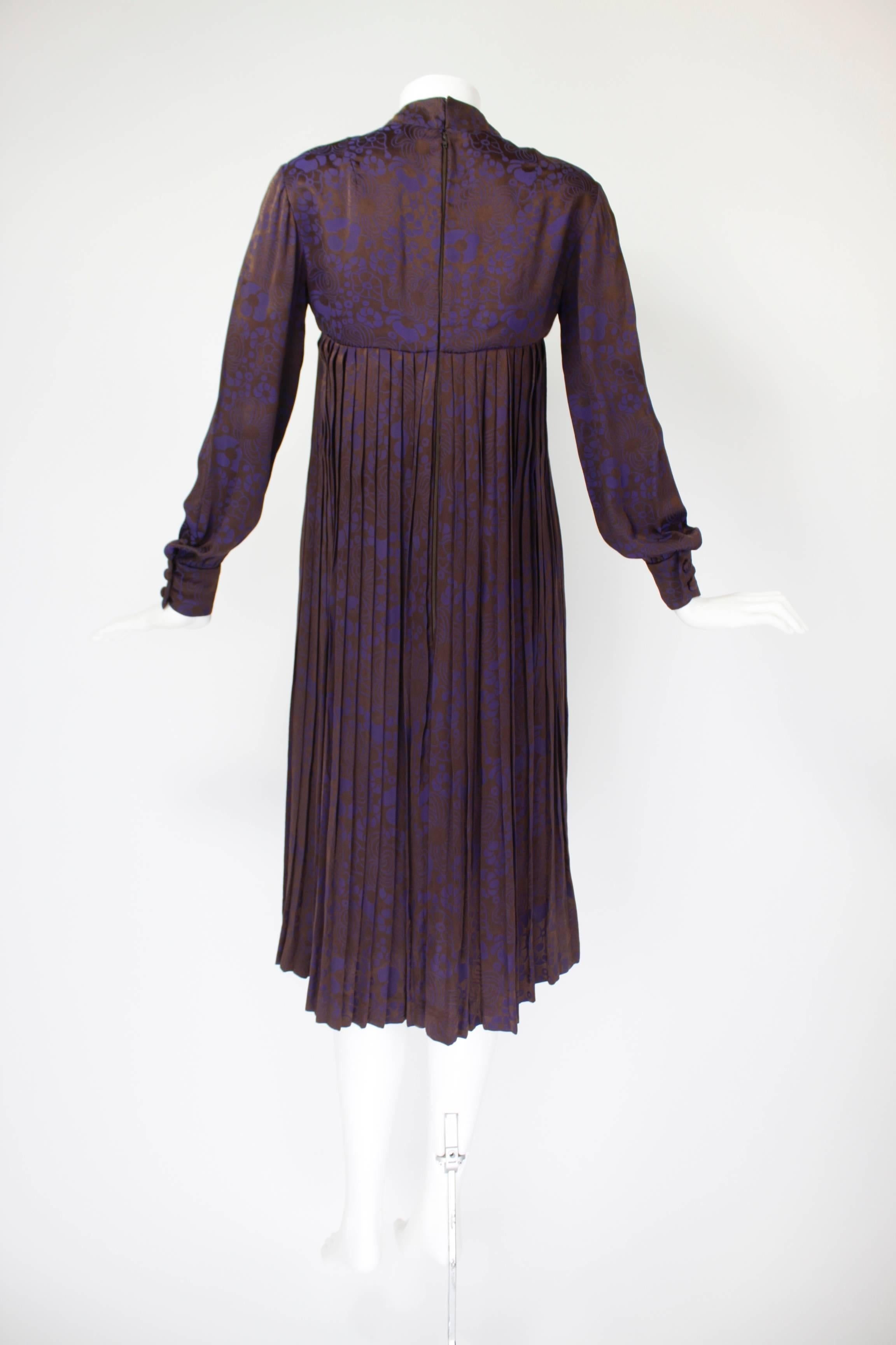 Christian Dior New York Purple Floral Pleated Dress For Sale 1