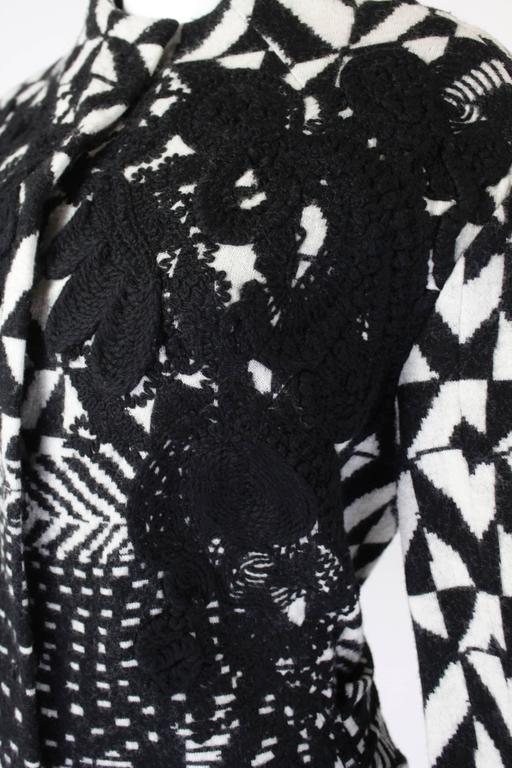 Christian Lacroix Black and White Op Art Coat with Appliqué For Sale at ...