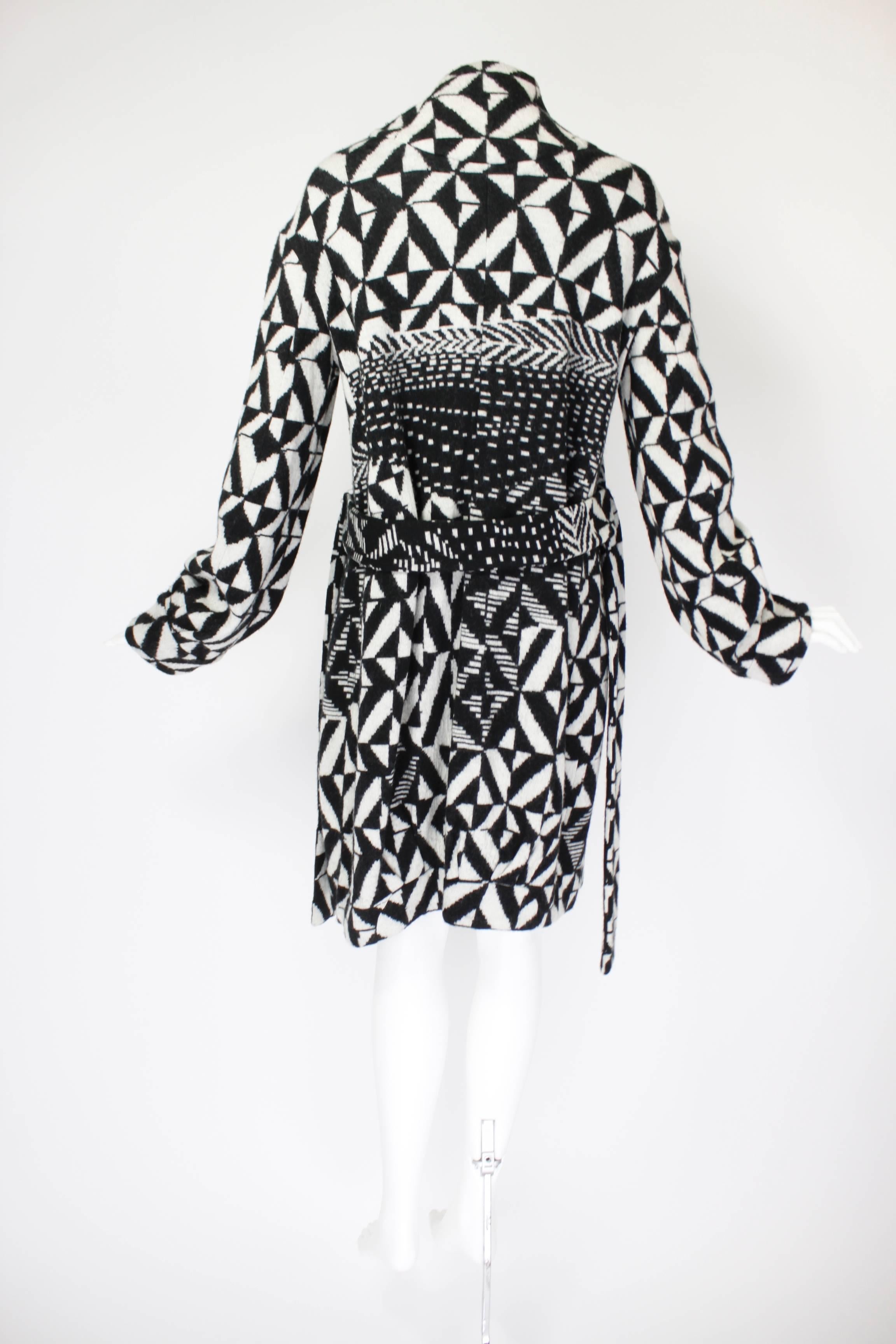 Women's Christian Lacroix Black and White Op Art Coat with Appliqué For Sale