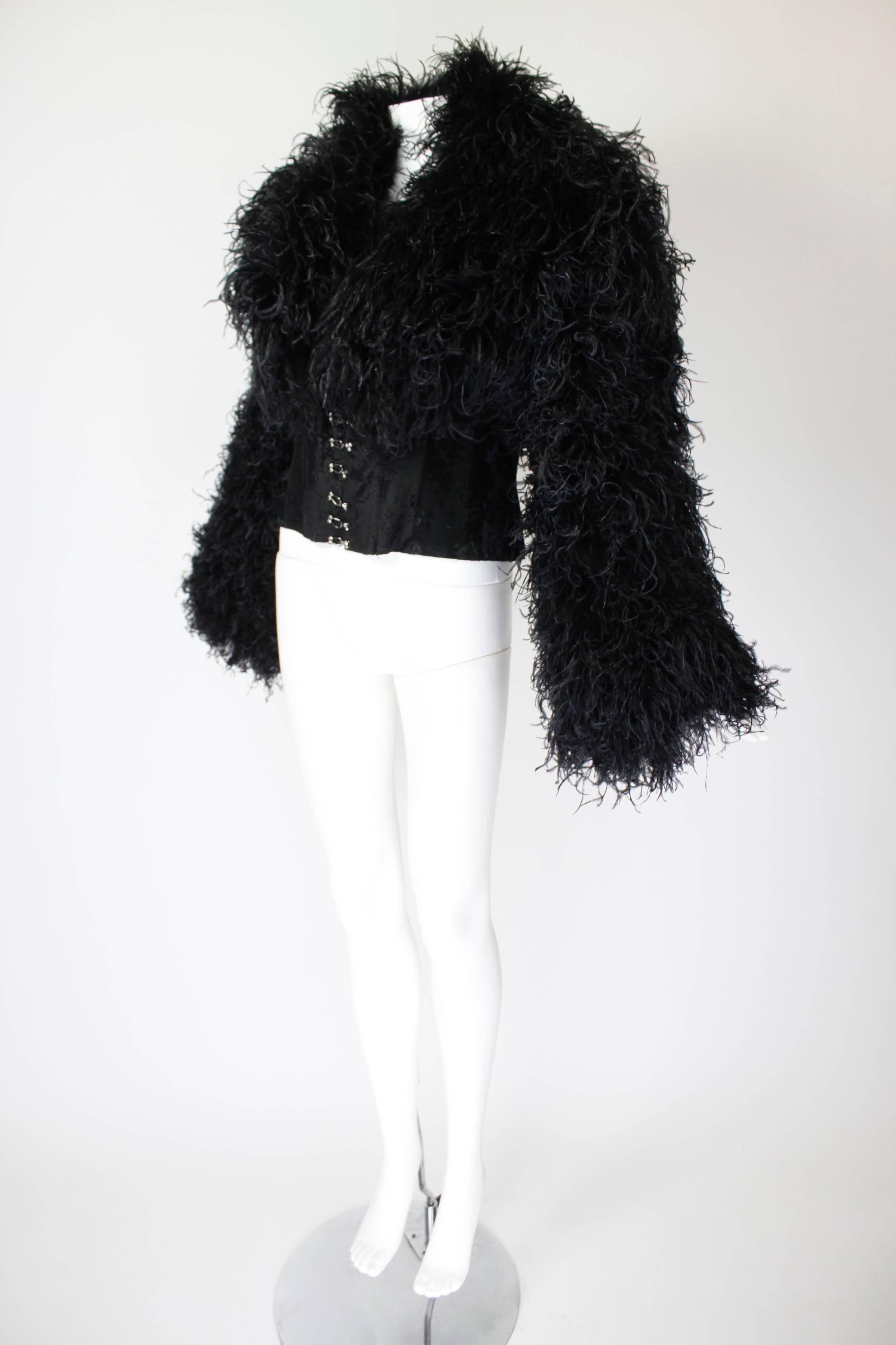 cropped feather jacket