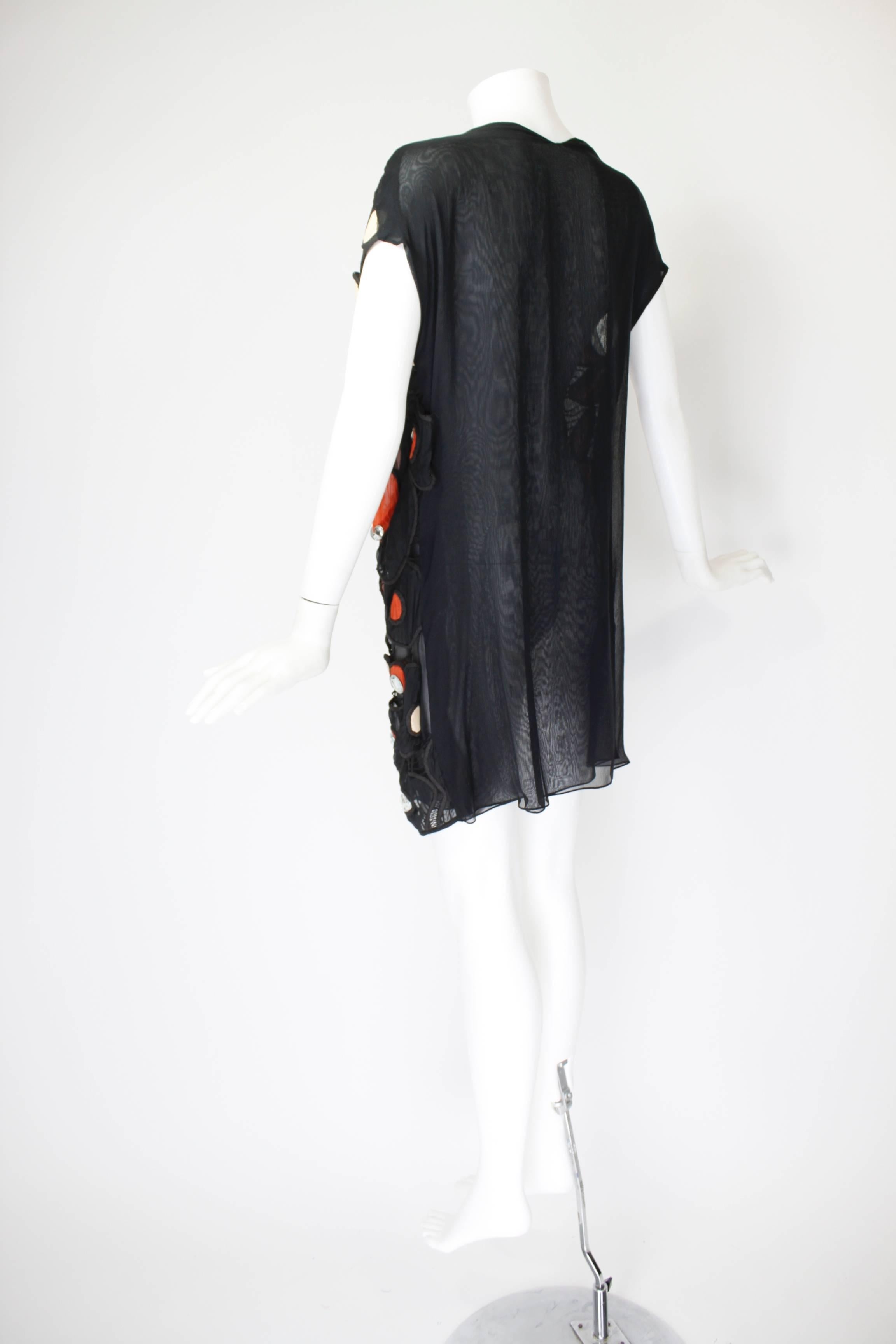 Hand Crocheted Vinyl Applique Tunic with Faceted Rhinestone Detail 2
