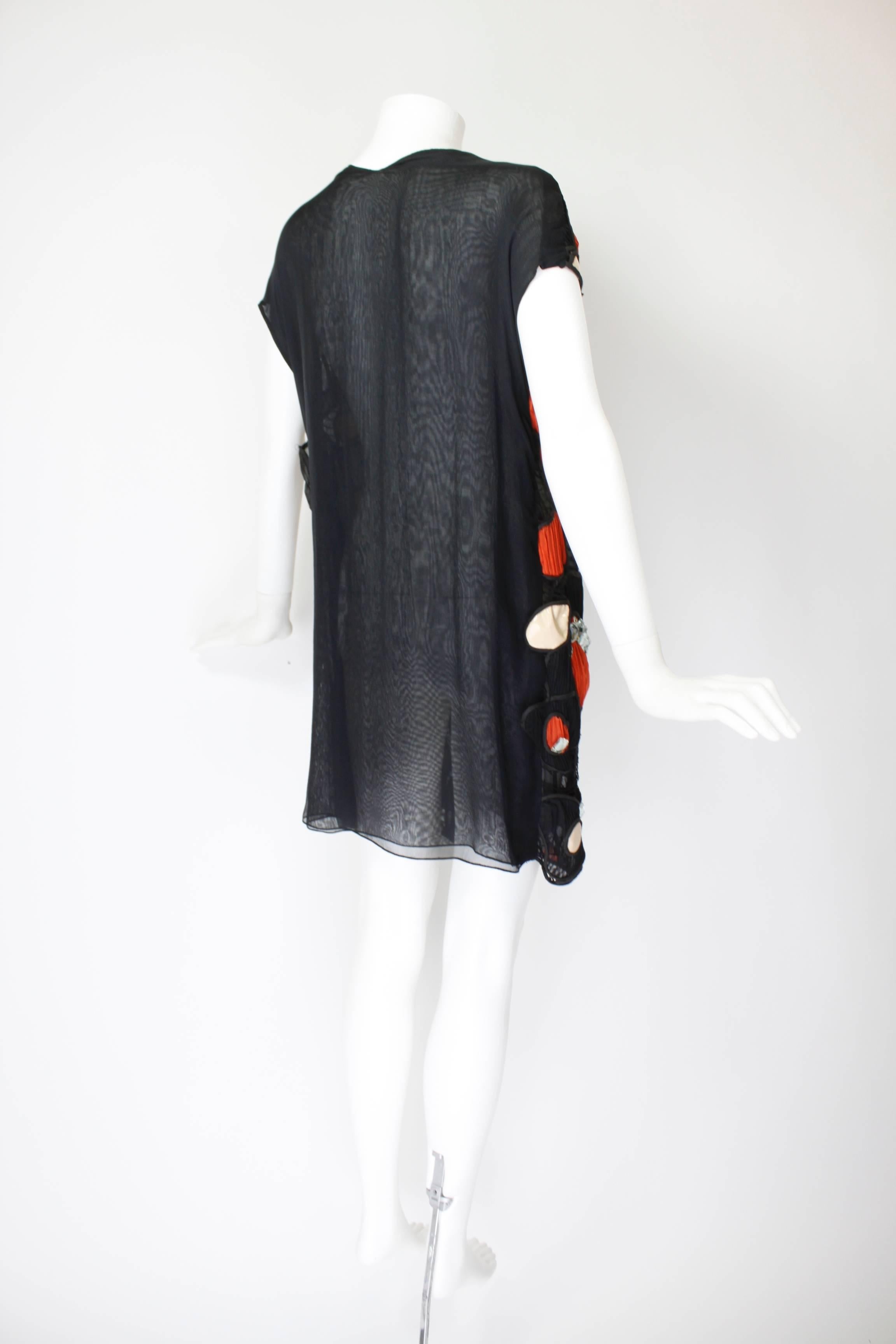 Hand Crocheted Vinyl Applique Tunic with Faceted Rhinestone Detail 3