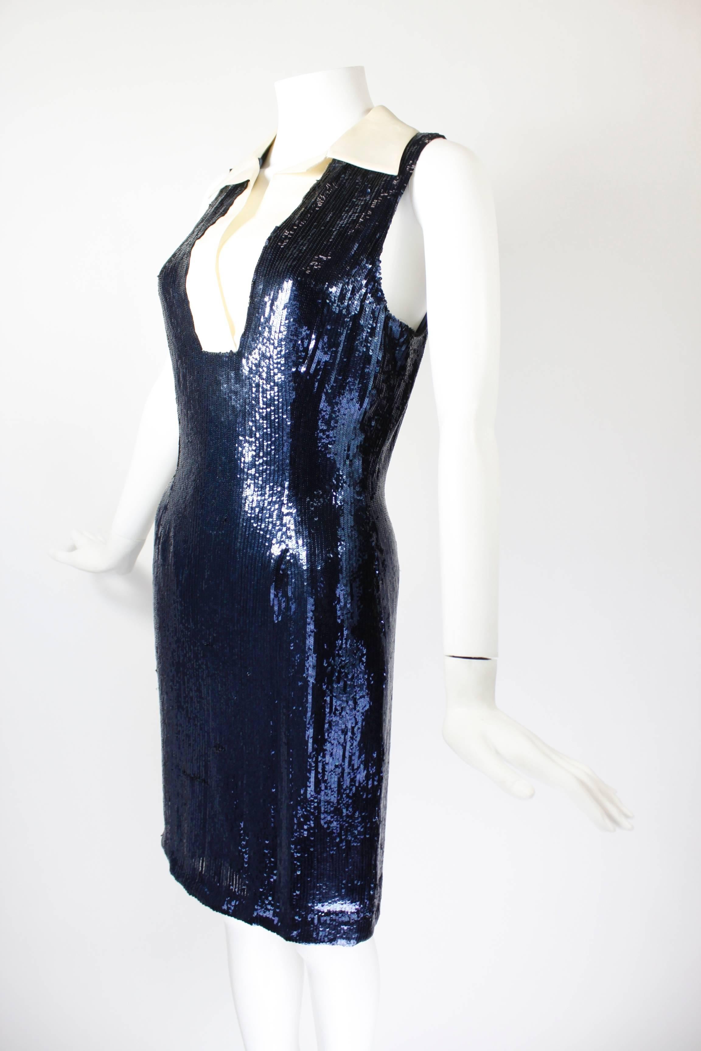 1980s Bill Blass Sequined Sailor Cocktail Dress In Excellent Condition For Sale In Los Angeles, CA