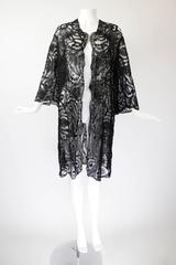 Edwardian Black Handmade Battenburg Lace Jacket