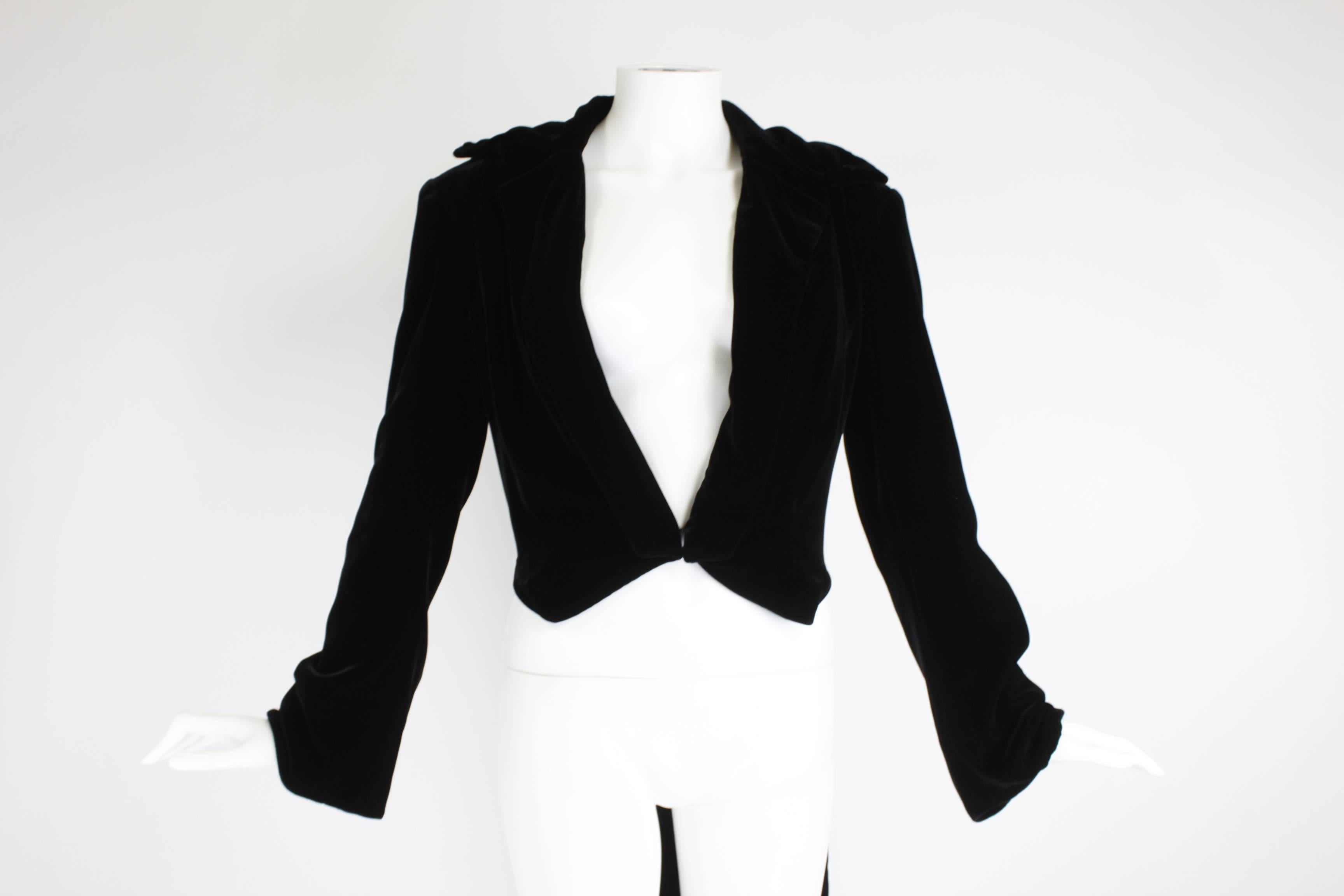 1990s OMO Norma Kamali Black Velvet Tailcoat In Excellent Condition In Los Angeles, CA