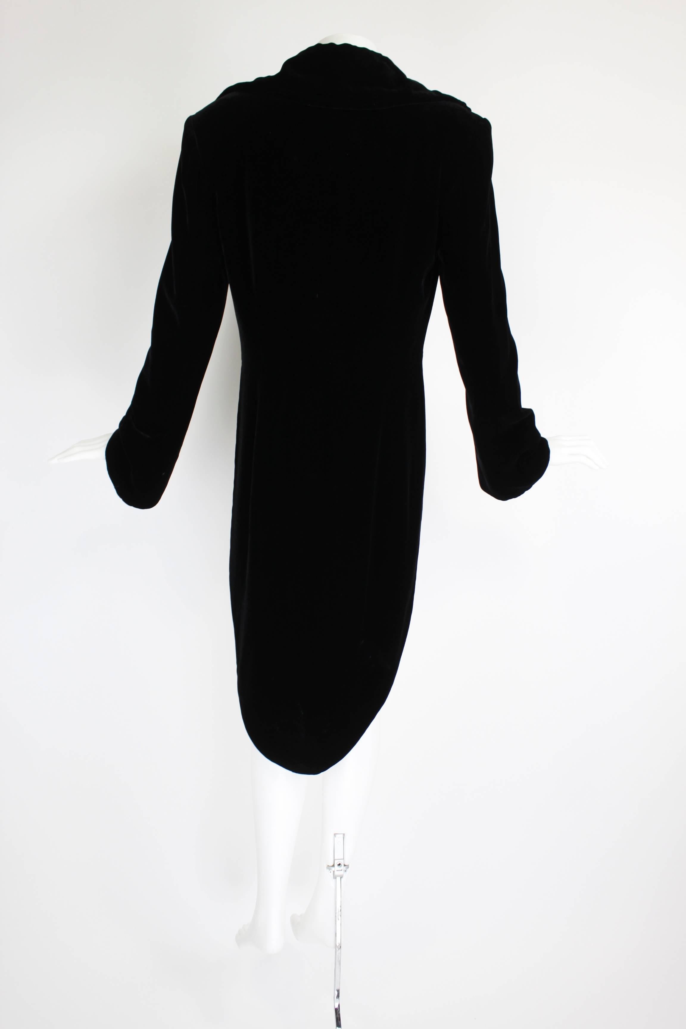 Women's 1990s OMO Norma Kamali Black Velvet Tailcoat