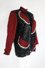 1980s Heavily Beaded Watermelon Motif Jacket