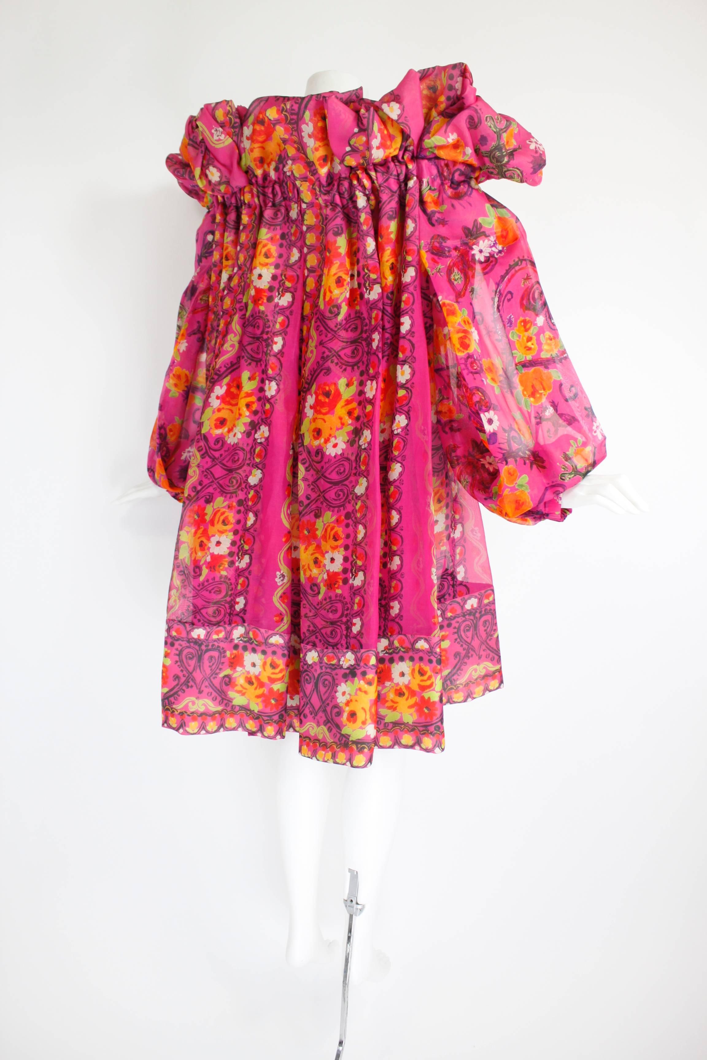 1980s Christian Lacroix Silk Organza Bare Shoulder Party Dress For Sale 1