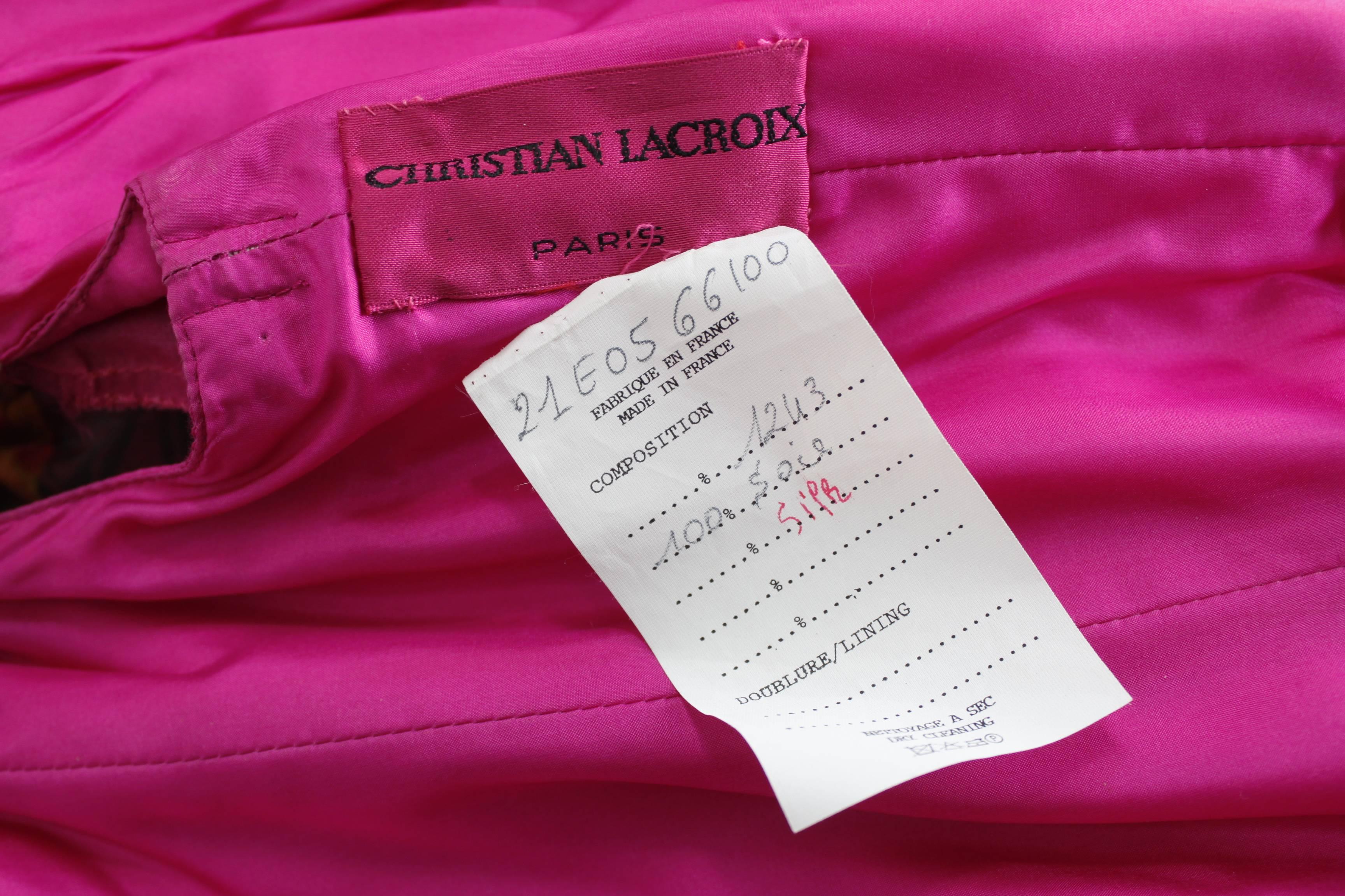 1980s Christian Lacroix Silk Organza Bare Shoulder Party Dress For Sale 4