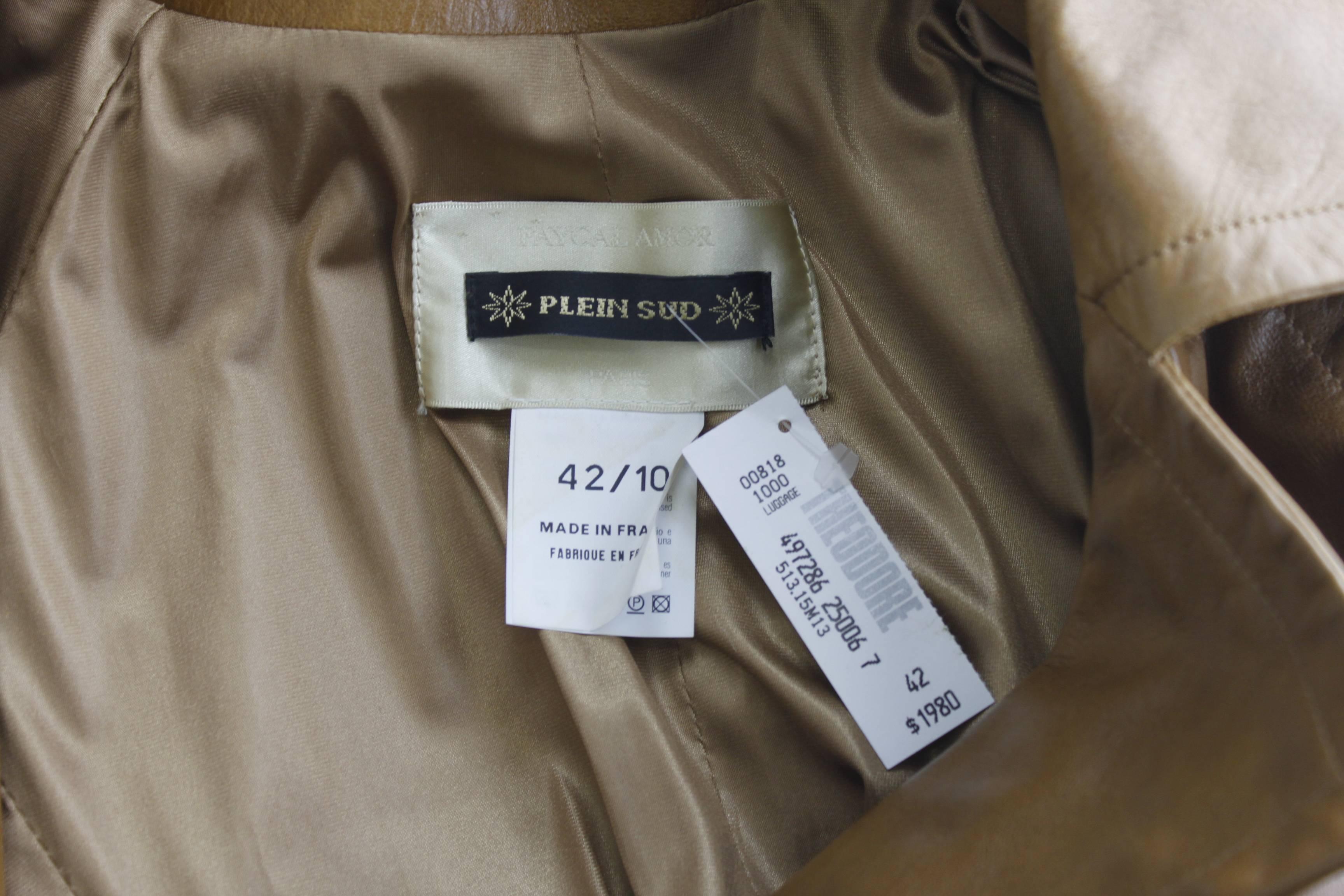 1990s Plein Sud Caramel Leather Trench Coat 1
