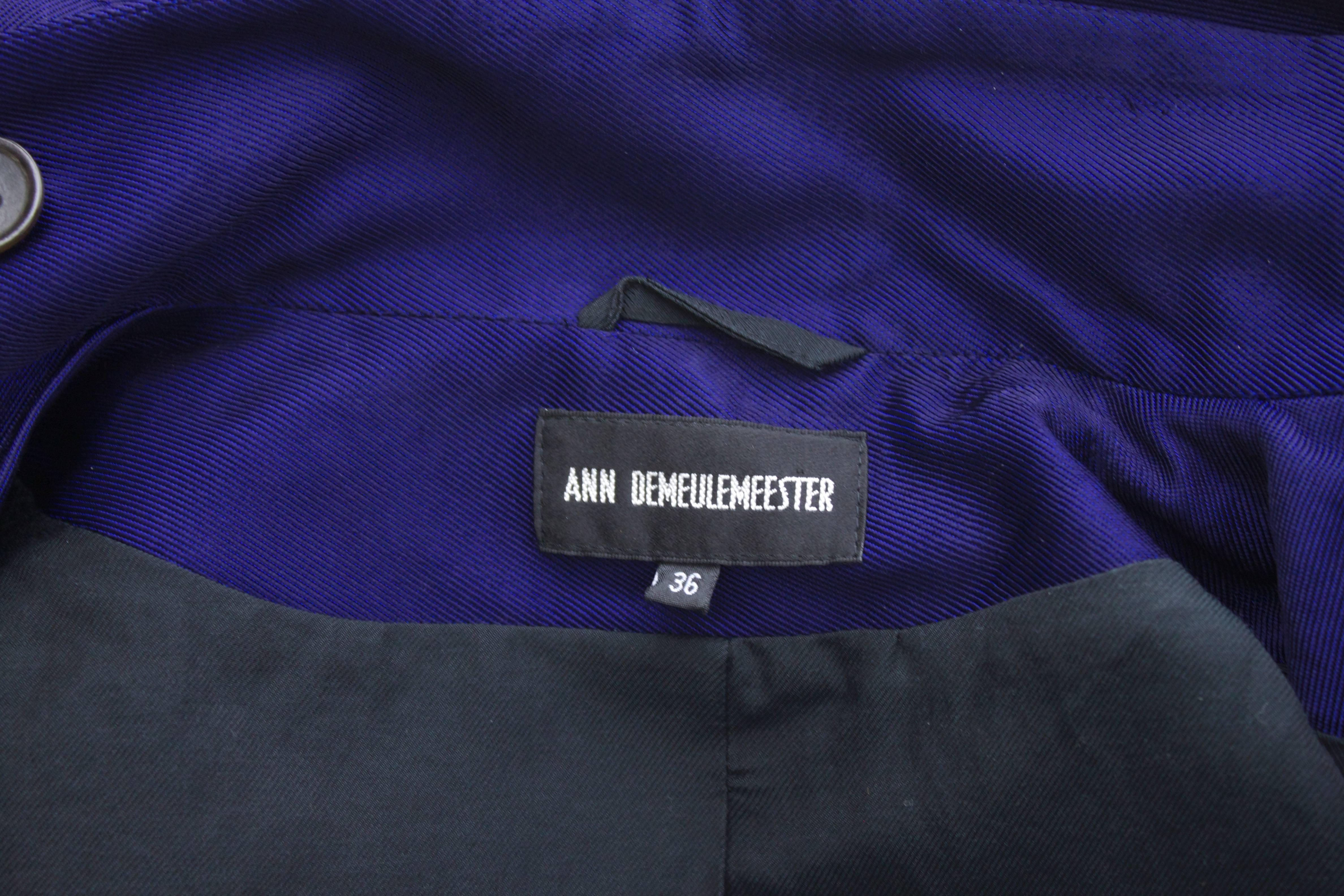 Ann Demeulemeester Asymmetrical Navy Moto Jacket with Zip Collar For Sale 4