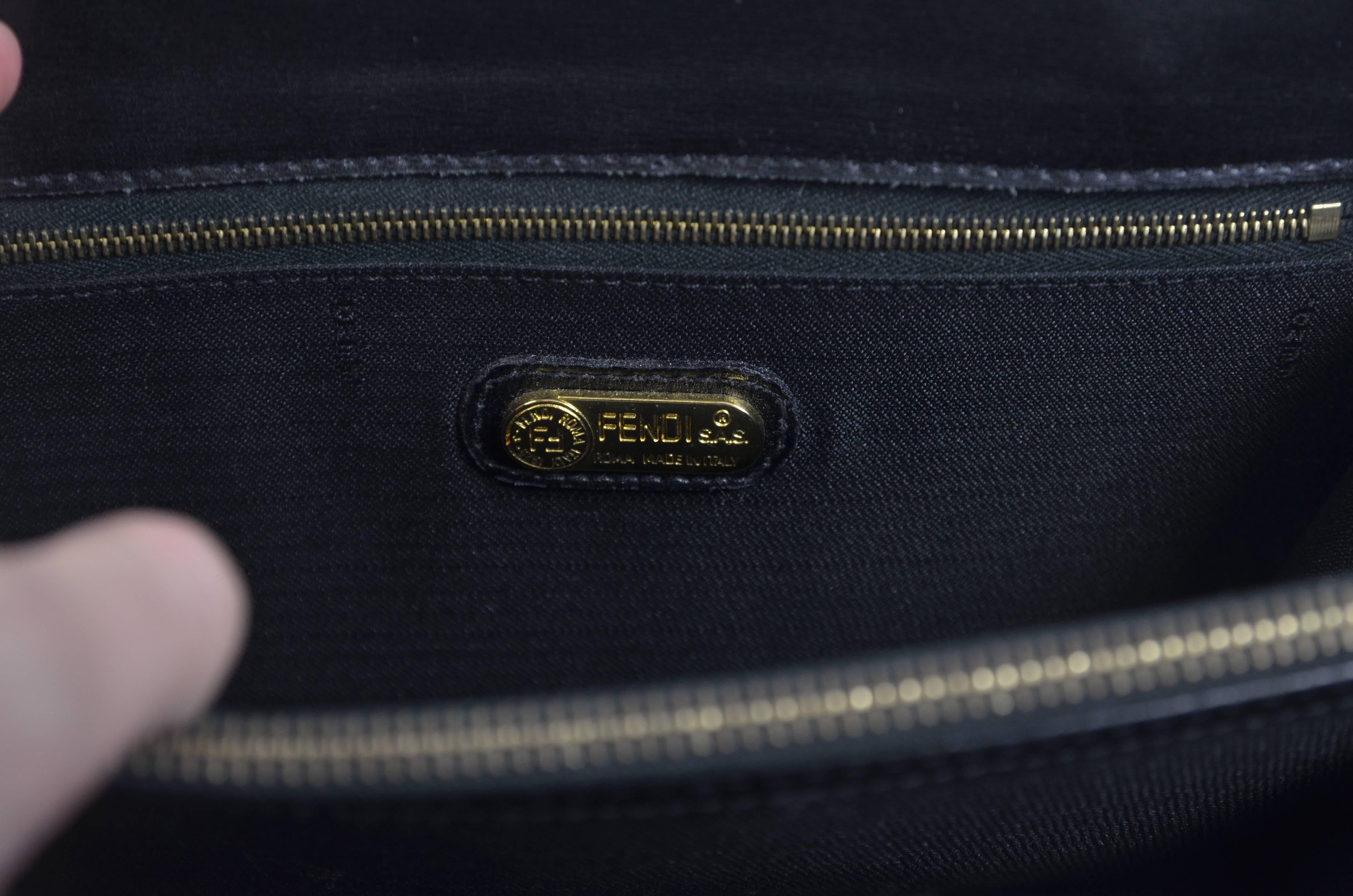 Fendi Black Epi Leather Handbag with Detachable Shoulder Straps 3