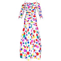 Arnold Scaasi 80s Rainbow Polka Dot Gown