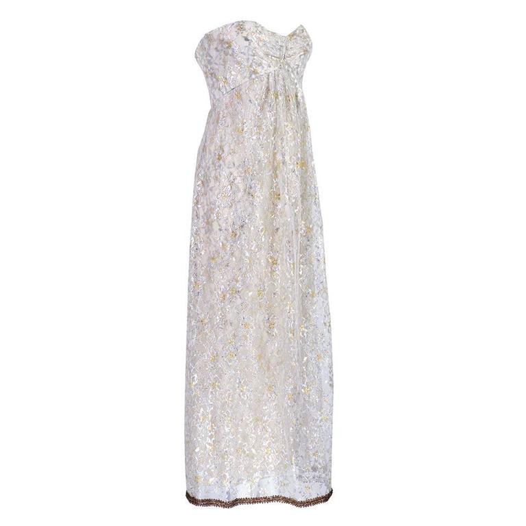 Oscar de La Renta 1960s Silver and Gold Metallic Gown For Sale at 1stDibs