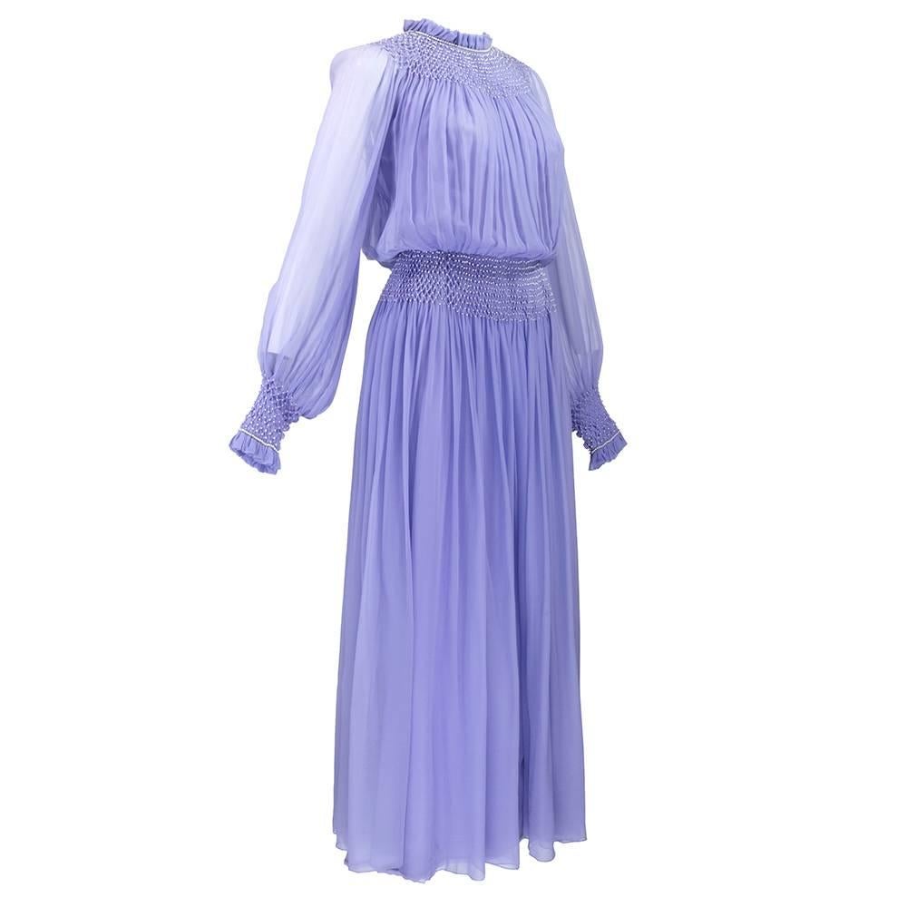Purple 1970s Nina Ricci Lavender Chiffon Gown