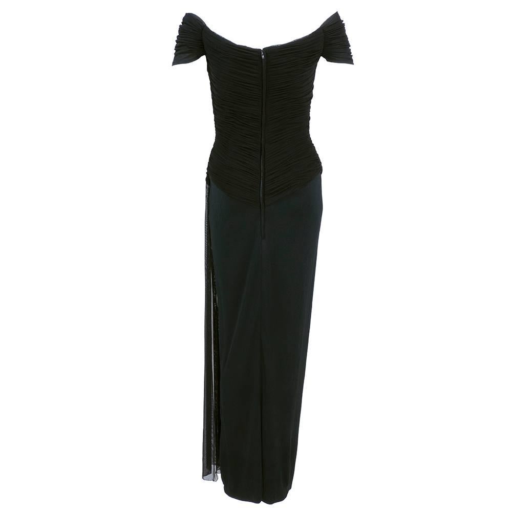 Vicky Tiel Couture 1980s Black off the Shoulder Gown In Excellent Condition In Los Angeles, CA