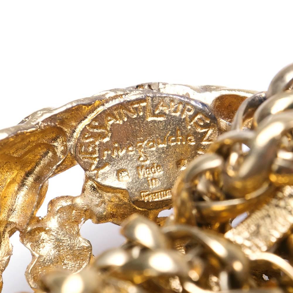 Women's Yves Saint Laurent Rive Gauche Rhinestone Studded Chain Bracelet For Sale