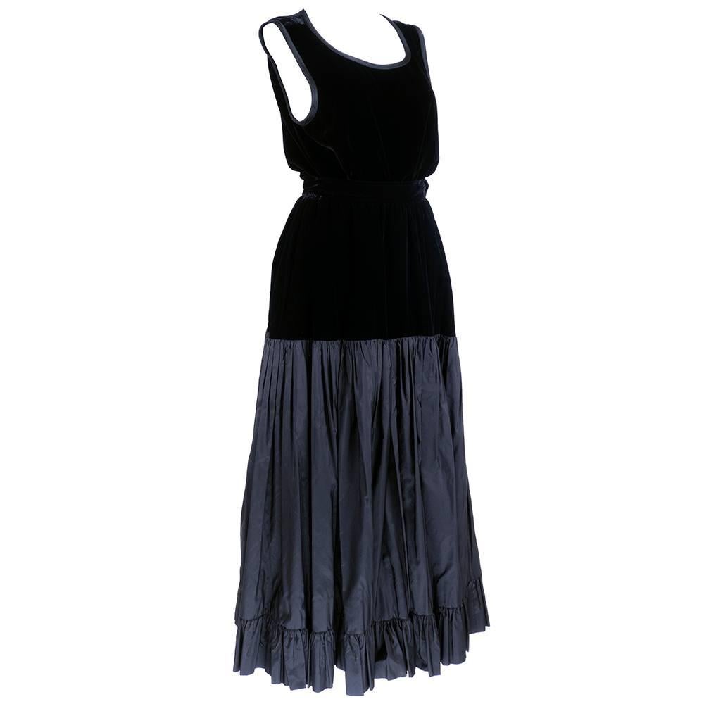 Saint Laurent Rive Gauche Black Velvet and Taffeta Evening Ensemble For Sale