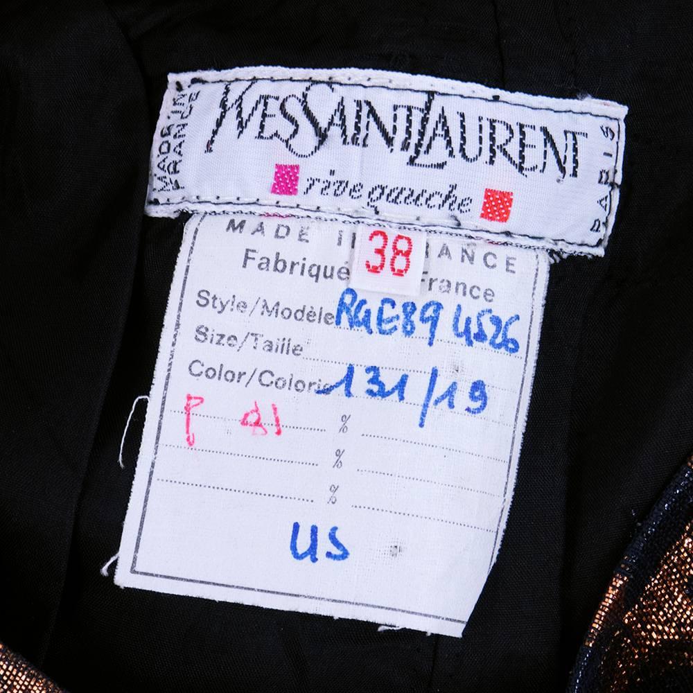 Women's 1980s Yves saint Laurent Rive Gauche Metallic Leopard Print Suit For Sale