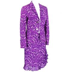 90s Moschino Cheap and Chic Purple Leapord Suit with Safety Pins