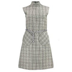 60s Bill Blass for Maurice Rentner Mod Houndstooth Dress with Chain Belt