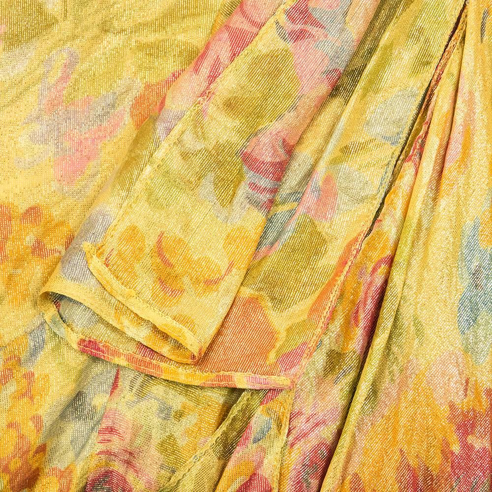 Gold Lamé Floral Gown with Flounces, 1930s For Sale 1