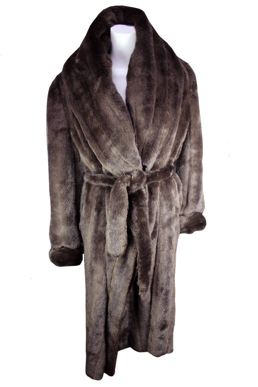 Jean Paul Gaultier Men's Faux Fur Robe Coat at 1stdibs