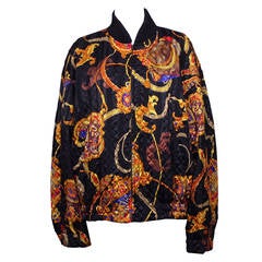 Retro Byblos Men's Quilted Baroque Print Bomber