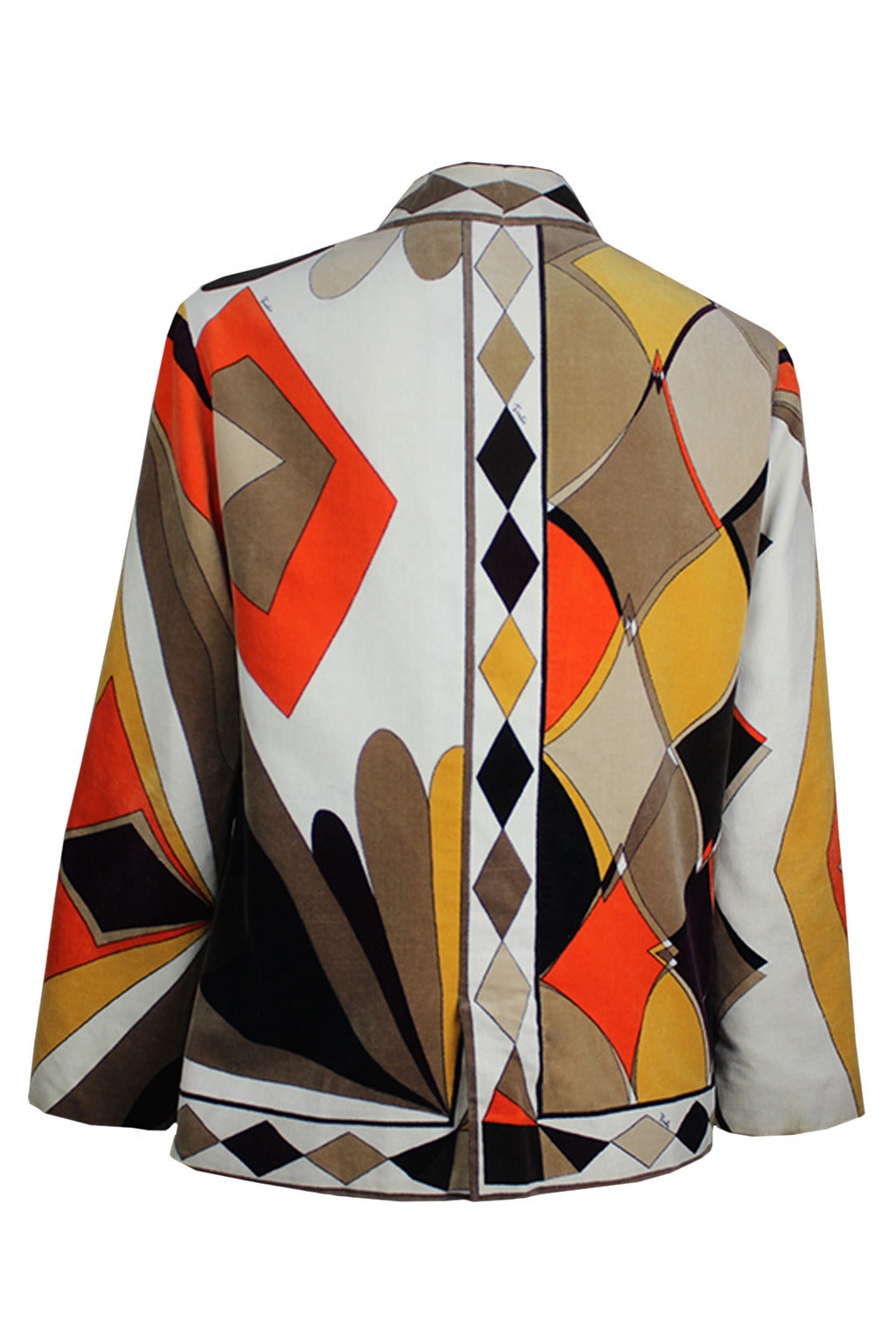 Brown Emilio Pucci 1960s Geometric Print Velvet Jacket For Sale