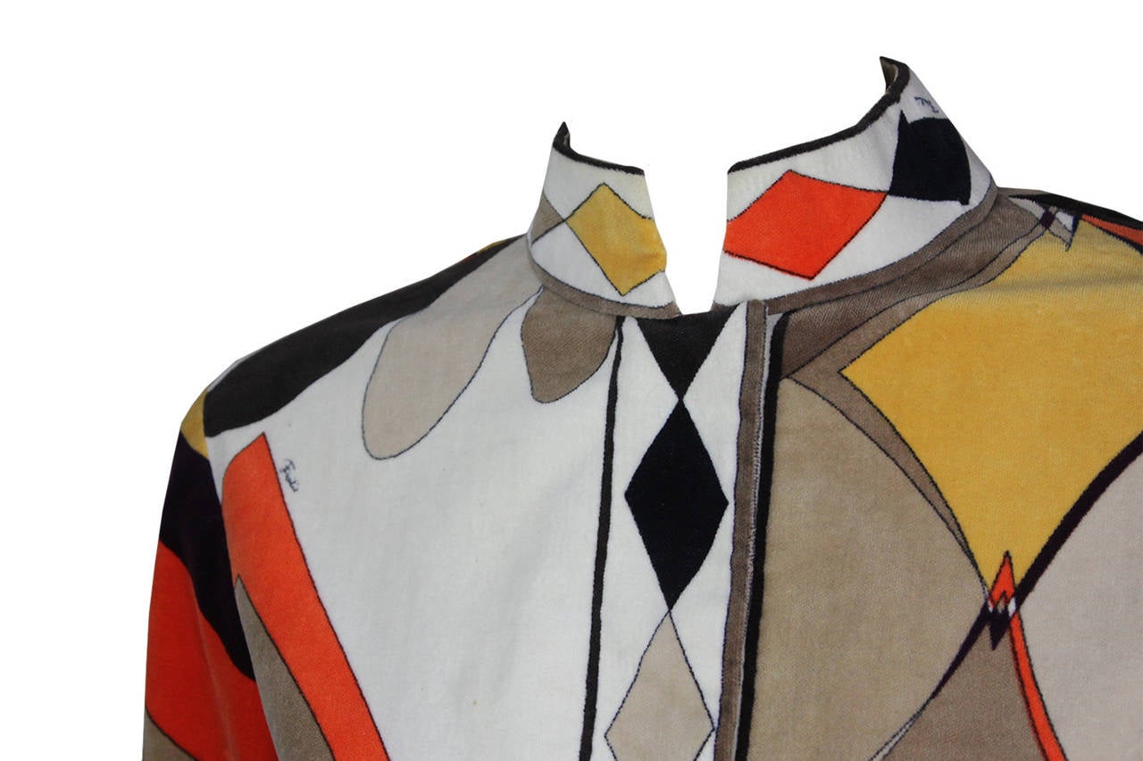 Emilio Pucci 1960s Geometric Print Velvet Jacket In Good Condition For Sale In New York, NY