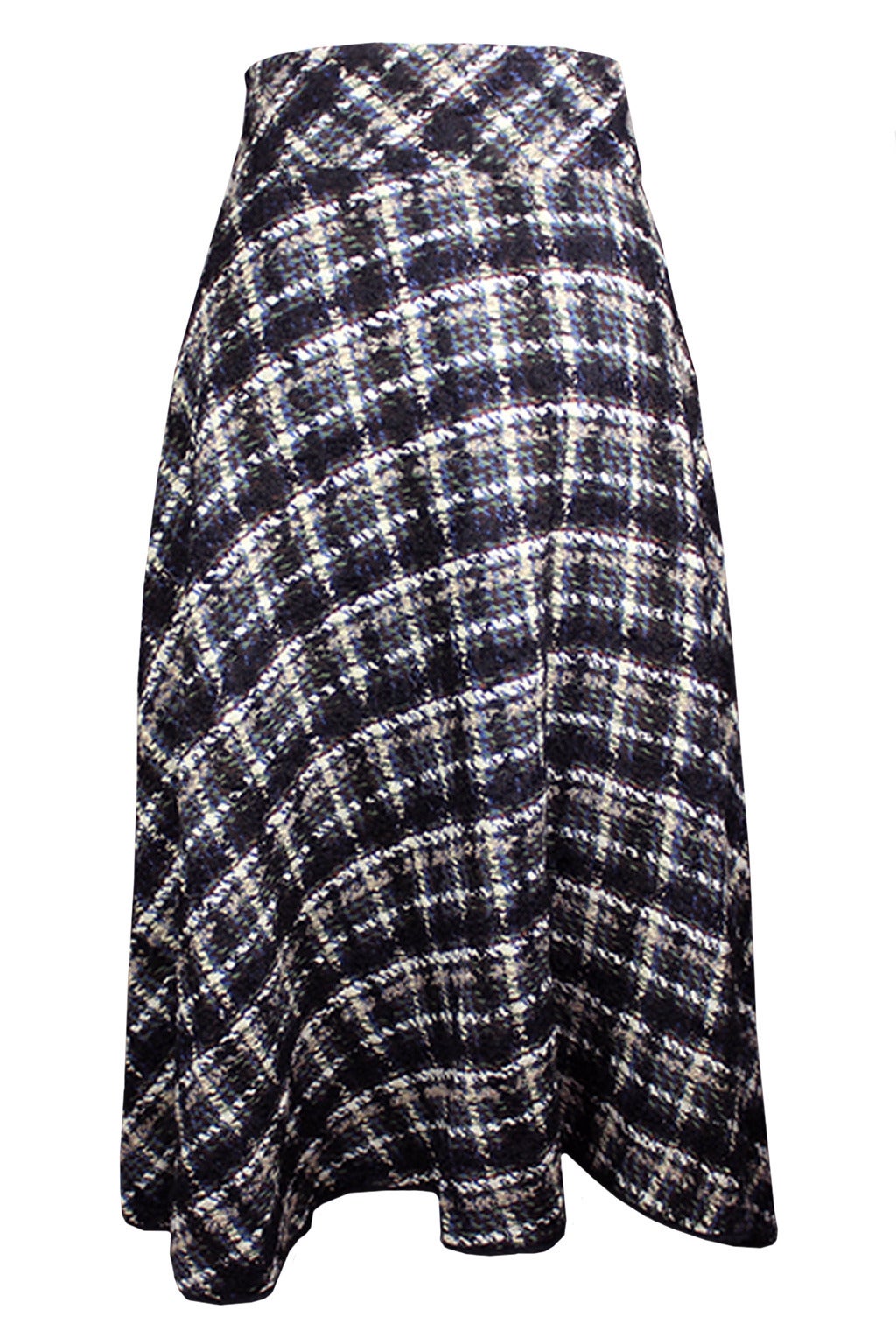 Black Yohji Yamamoto Luxurious Plaid Wool Wrap Skirt For Sale