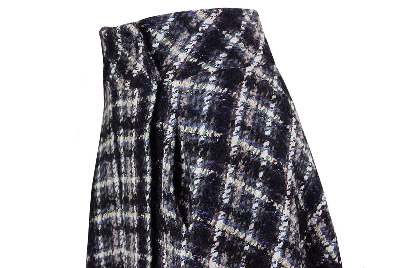 Yohji Yamamoto Luxurious Plaid Wool Wrap Skirt In Excellent Condition For Sale In New York, NY