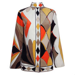 Vintage Emilio Pucci 1960s Geometric Print Velvet Jacket