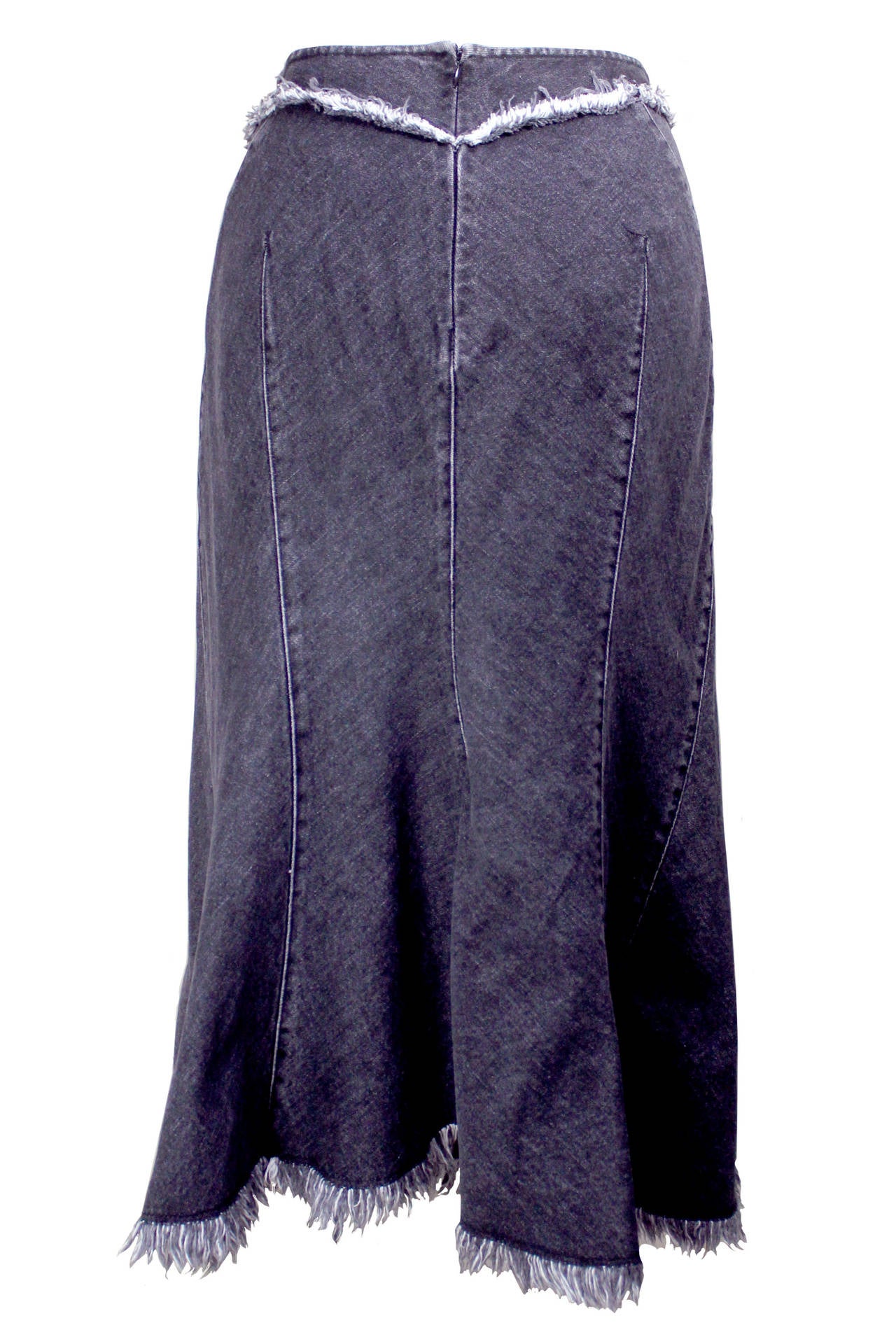 Junya Watanabe Comme des Garcons Denim Skirt with Fringe Selvedge Trim