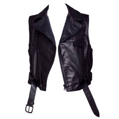 Ruffo Black Leather Motorcycle Vest