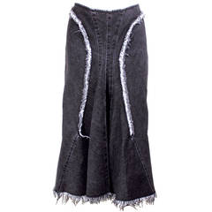 Junya Watanabe Comme des Garcons Denim Skirt with Fringe Selvedge Trim