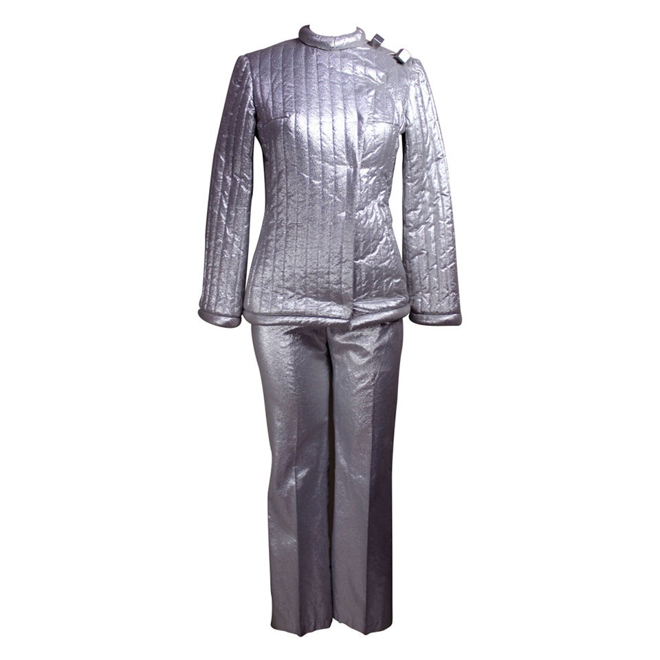 1960s "Space Age" Style Silver Pants Suit