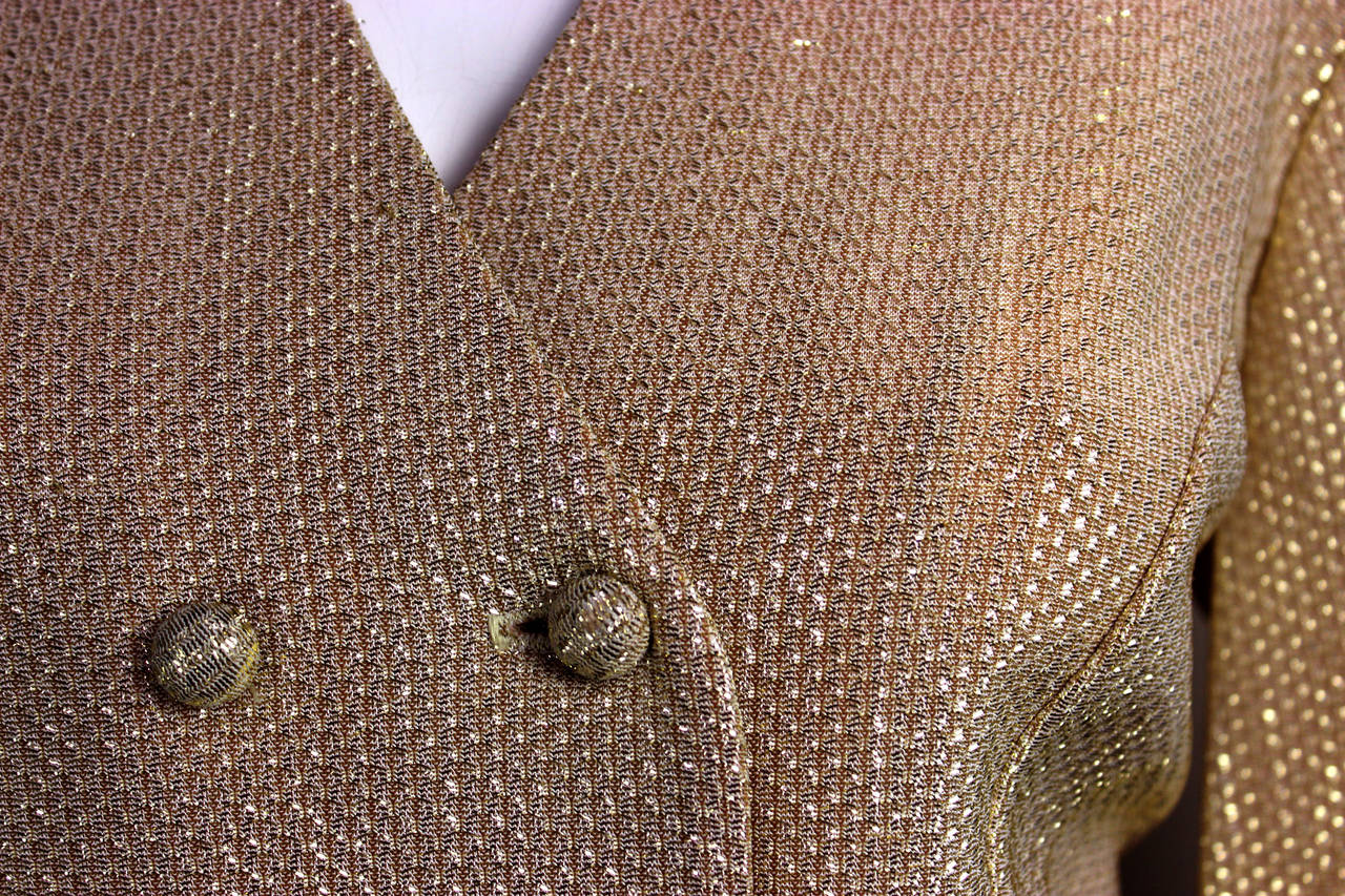1960s Koret of California Gold Metallic Women's Suit In Excellent Condition In New York, NY