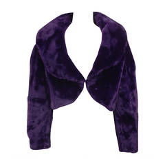 Retro Byblos Purple Faux Fur Cropped Jacket