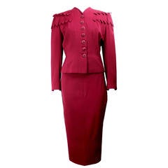 1940s Womens Suit with Unique Chevron-Shaped Details