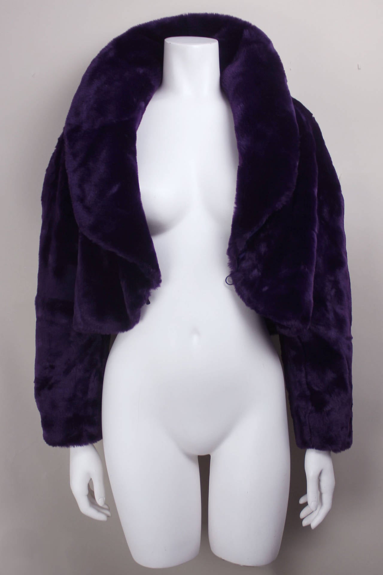 Byblos Purple Faux Fur Cropped Jacket